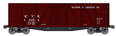 Accurail 7206 HO Scale 40' 6-Panel Single-Sheathed Wood Boxcar w/Wood Doors & Steel Ends - Kit -- Bangor & Aroostook #10264 (Boxcar Red)