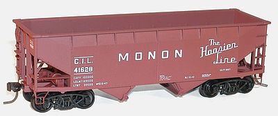 Accurail 7723 HO Scale 50-Ton Offset-Side 2-Bay Hopper - Kit -- Monon (Boxcar Red, Hoosier Line Slogan)