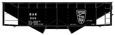 Accurail 7732 HO Scale 50-Ton Offset-Side 2-Bay Hopper - Kit -- Bangor & Aroostook #926 (black, Shield Logo)