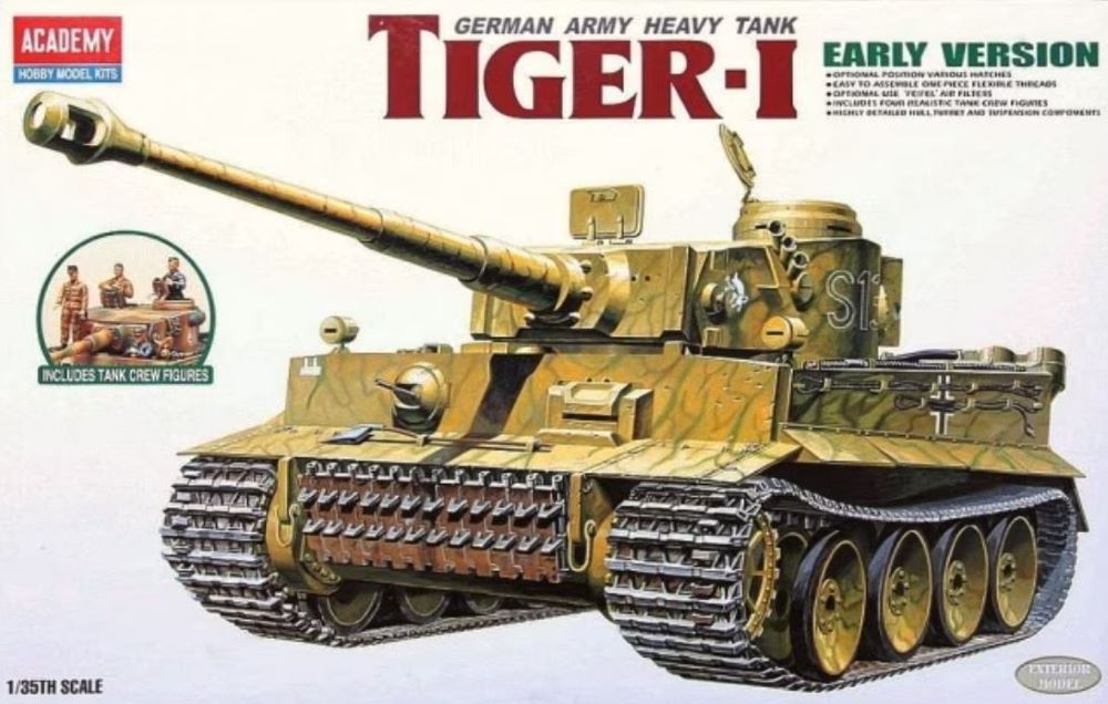 Academy 13264 1/35 Tiger I Early Exterior Type Tank w/4 Crew Figures