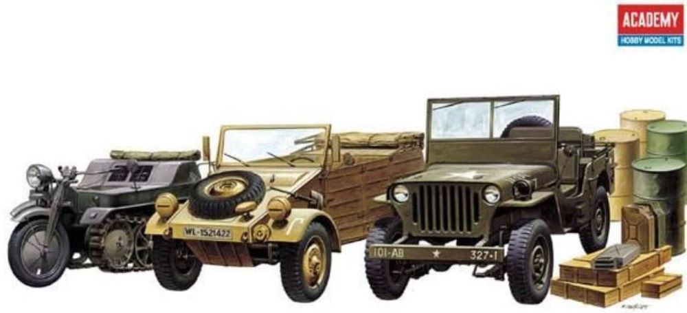 Academy 13416 1/72 WWII Allies/Axis Light Ground Vehicles (3)