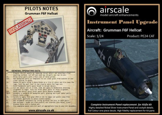 Airscale 2425 1/24 F6F Hellcat Instrument Panel Upgrade Set (Photo-Etch & Decal) for ARX (D)