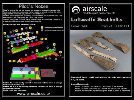 Airscale 3220 1/32 Luftwaffe Seatbelts (Laser Cut Paper & Photo-Etch)