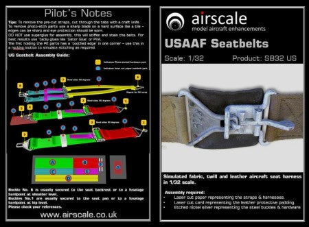 Airscale 3221 1/32 USAAF Seatbelts (Laser Cut Paper & Photo-Etch)