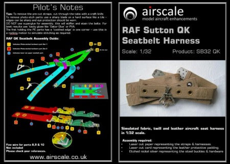 Airscale 3222 1/32 RAF Sutton QK Seatbelts Harness (Laser Cut Paper & Photo-Etch)