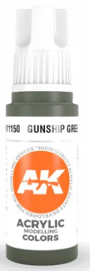 AK Interactive 11150 Gunship Green 3G Acrylic Paint 17ml Bottle
