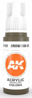 AK Interactive 11151 Brownish Green 3G Acrylic Paint 17ml Bottle