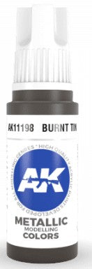 AK Interactive 11198 Burnt Tin 3G Metallic Acrylic Paint 17ml Bottle
