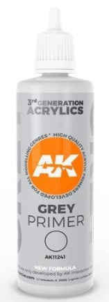 AK Interactive 11241 Grey 3G Acrylic Primer 100ml Bottle