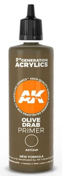 AK Interactive 11249 Olive Drab 3G Acrylic Primer 100ml Bottle