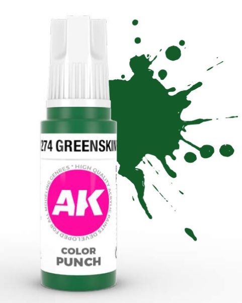 AK Interactive 11274 Color Punch: Greenskin Punch 3G Acrylic Paint 17ml Bottle