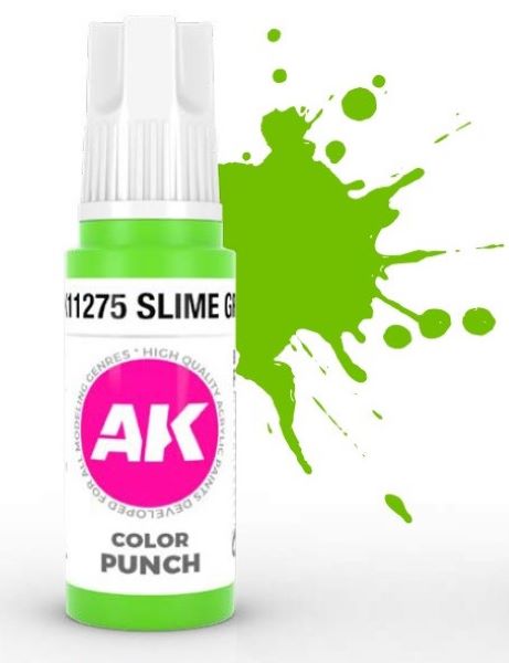 AK Interactive 11275 Color Punch: Slime Green 3G Acrylic Paint 17ml Bottle