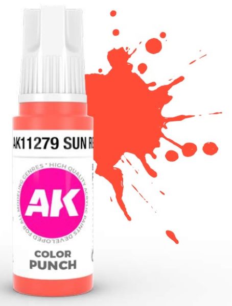 AK Interactive 11279 Color Punch: Sun Red 3G Acrylic Paint 17ml Bottle