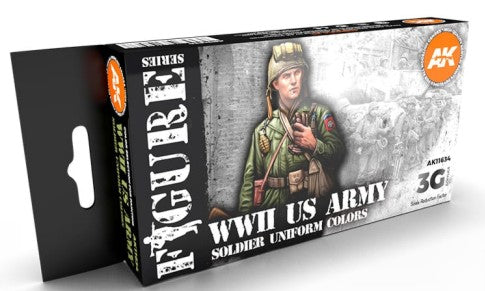 AK Interactive 11634 Figures Series: WWII US Army Uniforms 3G Acrylic Paint Set (6 Colors) 17ml Bottles
