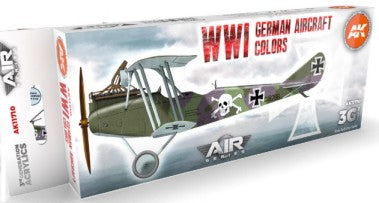 AK Interactive 11710 Air Series: WWI German Aircraft 3G Acrylic Paint Set (8 Colors) 17ml Bottles