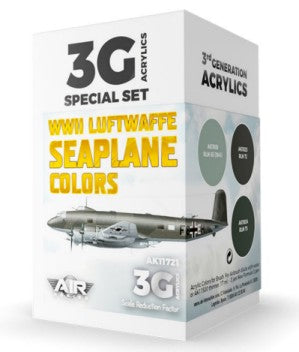 AK Interactive 11721 Air Series: WWII Luftwaffe Seaplane 3G Acrylic Paint Set (3 Colors) 17ml Bottles