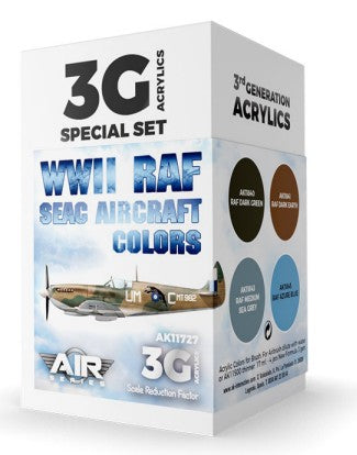 AK Interactive 11727 Air Series: WWII RAF SEAC Aircraft 3G Acrylic Paint Set (4 Colors) 17ml Bottles (D)