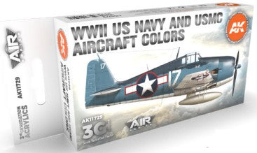 AK Interactive 11729 Air Series: WWII USN & USMC Aircraft 3G Acrylic Paint Set (6 Colors) 17ml Bottles