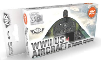 AK Interactive 11734 Air Series: WWII US Aircraft Interior 3G Acrylic Paint Set (6 Colors) 17ml Bottles
