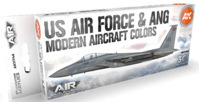 AK Interactive 11746 Air Series: US Air Force & ANG Modern Aircraft & Helicopter 3G Acrylic Paint Set (8 Colors) 17ml Bottles