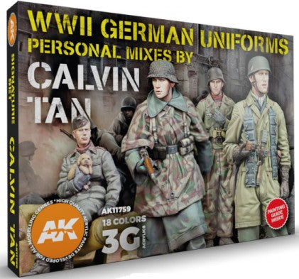 AK Interactive 11759 WWII German Uniforms 3G Acrylic Paint Set (18 Colors) 17ml Bottles