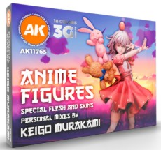 AK Interactive 11765 Anime Figures Special Flesh & Skins 3G Acrylic Paint Set (18 Colors) 17ml Bottles