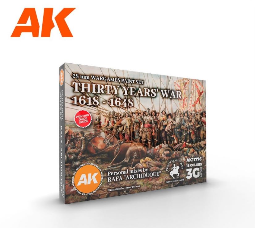 AK Interactive 11776 Wargames Thirty Years War 1618-1648 3G Acrylic Paint Set (18 Colors) 17ml Bottles (D)