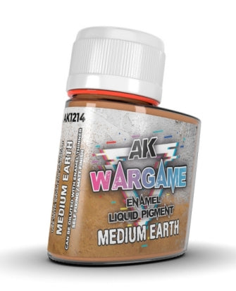 AK Interactive 1214 Wargame: Medium Earth Liquid Pigment Enamel 35ml Bottle