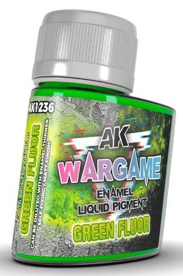 AK Interactive 1236 Wargame: Green Fluorescent Liquid Pigment Enamel 35ml Bottle