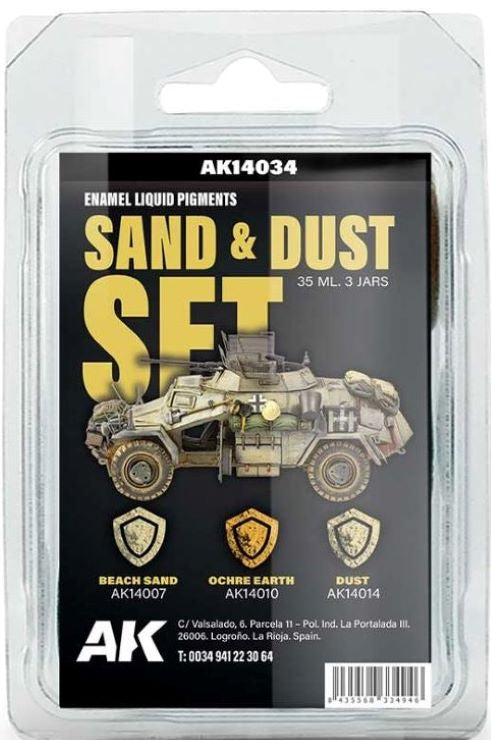 AK Interactive 14034 Sand & Dust Liquid Pigment Enamel Set (14007, 14010, 14014)