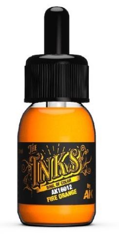 AK Interactive 16012 Inks: Fire Orange Acrylic 30ml Bottle
