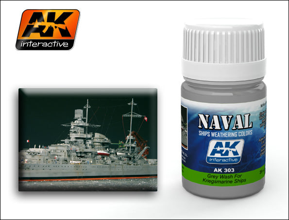 AK Interactive 303 Kriegsmarine Ships Grey Wash Enamel Paint 35ml Bottle