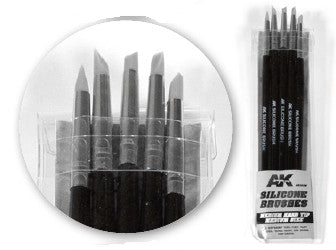 AK Interactive 9086 Medium Tip Medium Size Silicone Brushes (5)