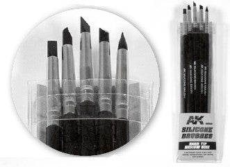 AK Interactive 9088 Hard Tip Medium Size Silicone Brushes (5)