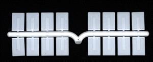 A Line Products 50005 HO Scale Mud Flaps for Trucks or Trailers pkg(16) -- White Plastic