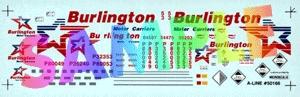 A Line Products 50166 HO Scale Decals - For 53' Plate Trailers -- Burlington (blue, red)