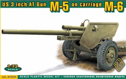 Ace Plastic Models 72531 1/72 US M5 3-inch Anti-Tank Gun w/M6 Carriage