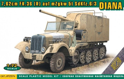 Ace Plastic Models 72574 1/72 SdKfz 6/3 Diana Halftrack w/7,62cm Flak 36(R) on Chassis mZgkw 5t