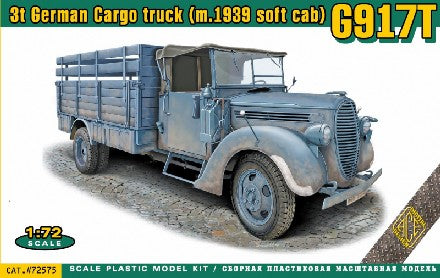 Ace Plastic Models 72575 1/72 German G917T (m.1939 soft cab) 3-Ton Cargo Truck