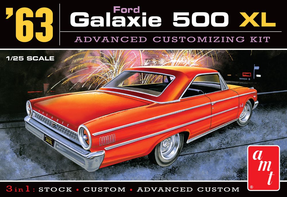 AMT Model Kits 1186 1/25 1963 Ford Galaxie 500 XL Advanced Customizing Car (3 in 1)