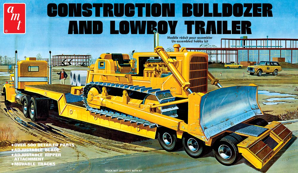 AMT Model Kits 1218 1/25 Construction Bulldozer and Lowboy Trailer (2 Kits)