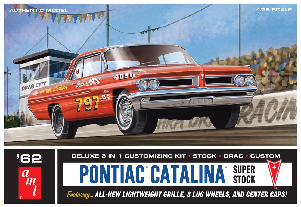AMT Model Kits 1392 1/25 1962 Pontiac Catalina Super Stock Race Car (3 in 1)