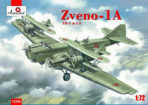 Amodel 72290 1/72 Soviet Zveno 1A TB1 Mothership Aircraft w/2 I5 Soviet Fighters