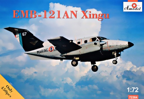 Amodel 72364 1/72 EMB121AN Xingu French Navy Twin-Turboprop Aircraft