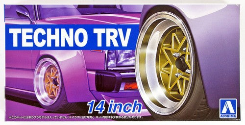 Aoshima 53867 1/24 Techno TRV 14" Tire & Wheel Set (4)