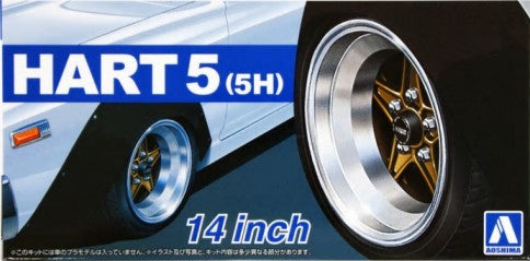 Aoshima 54369 1/24 Hart 5 (5H) 14” Tire & Wheel Set (4)