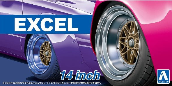 Aoshima 54710 1/24 Excel 14” Tire & Wheel Set (4)