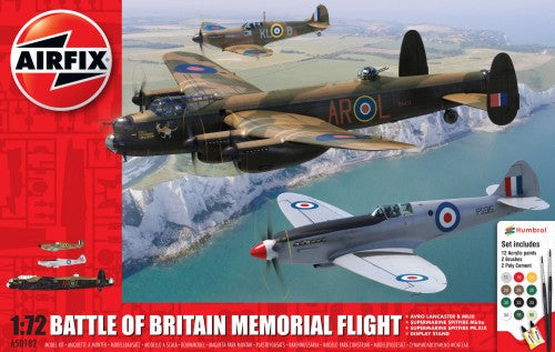 Airfix 50182 1/72 RAF Avro Lancaster, Spitfire Mk IIa, Spitfire PR XIX Aircraft Battle of Britain Memorial Flight Gift Set w/paint & glue