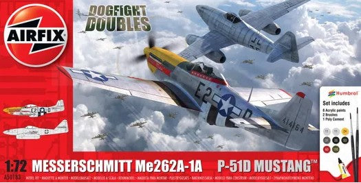 Airfix 50183 1/72 Messerschmitt Me262 & P51D Mustang Dogfight Doubles Gift Set w/paint & glue