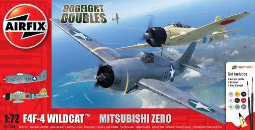 Airfix 50184 1/72 F4F4 Wildcat & Mitsubishi Zero Dogfight Doubles Gift Set w/paint & glue